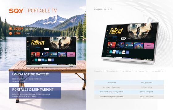 27 Inch Portable Smart TV with Built-in Battery, 1080P FHD Outdoor TV for RV & Camping, HDR10, Dolby Audio, WiFi, Voice Remote, Portable TV for Travel, Bedroom, Game Day & Outdoor Entertainment