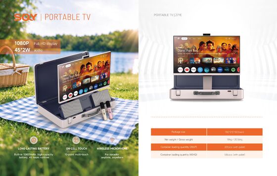 24 Inch Portable Smart TV with Built-in Battery, 1080P FHD Outdoor TV for RV & Camping, HDR10, Dolby Audio, WiFi, Voice Remote, Portable TV for Travel, Bedroom, Game Day & Outdoor Entertainment